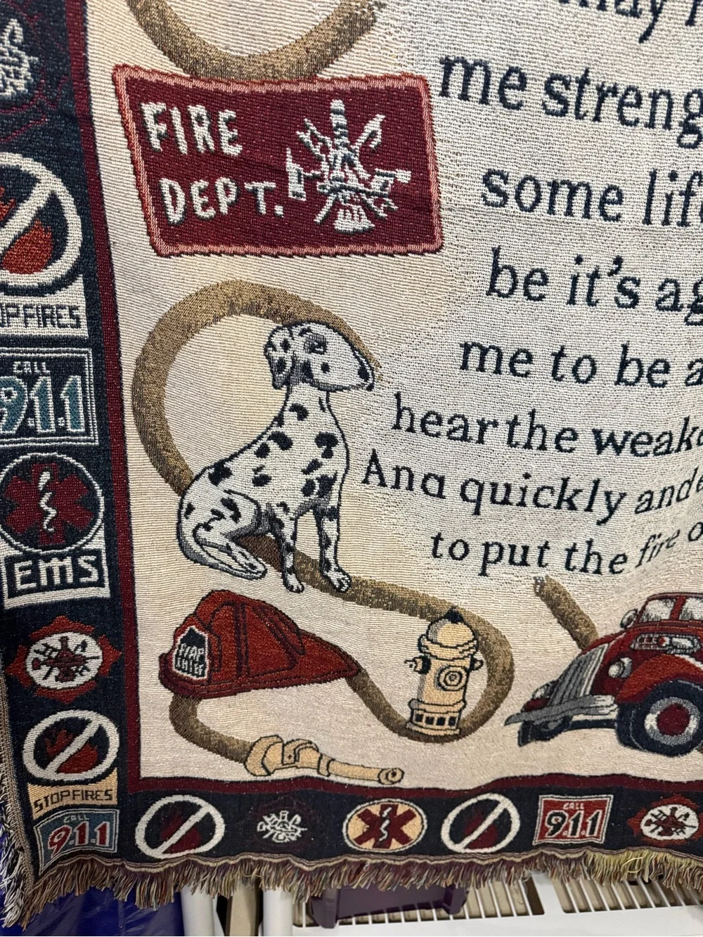 Goodwin Weavers Firefighter's Prayer First Responder Tapestry Throw Blanket